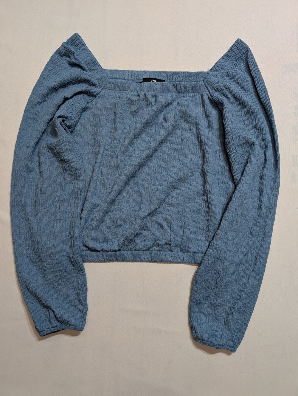 IZ BYER Women's Blue Long Sleeve Stretch Crop Top Size M